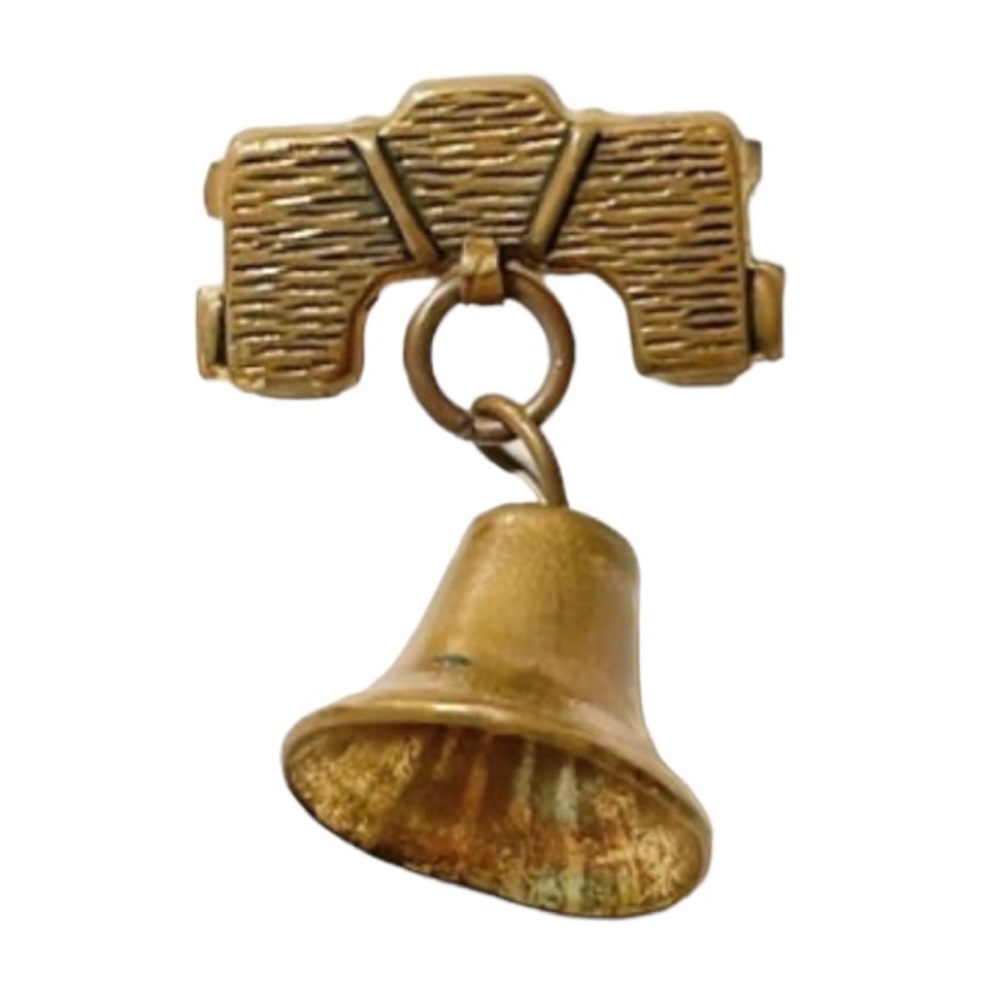 Vintage gold brass Liberty Bell lapel pin